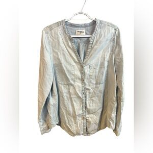 Anthropologie Holding Horses Women’s Embroidered Chambray Button Up Top Small